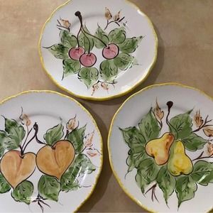 Portuguese Hand Painted Pottery Fruit Dish Plates